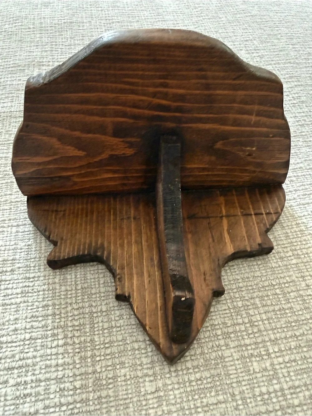 Older Vintage Wooden Wall Display Shelf - Hand Carved Edges & Keyhole